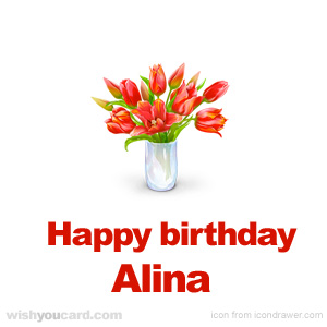 happy birthday Alina bouquet card
