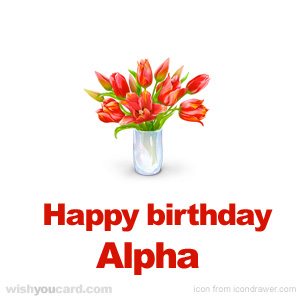happy birthday Alpha bouquet card