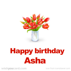 happy birthday Asha bouquet card