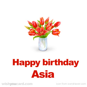 happy birthday Asia bouquet card