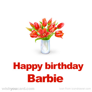 happy birthday Barbie bouquet card