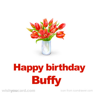 happy birthday Buffy bouquet card