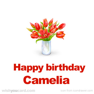happy birthday Camelia bouquet card