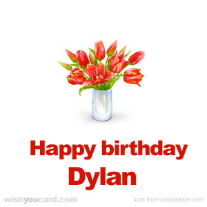 happy birthday Dylan bouquet card