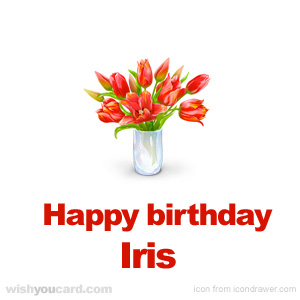 happy birthday Iris bouquet card