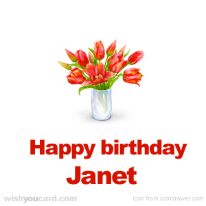 happy birthday Janet bouquet card