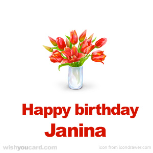 happy birthday Janina bouquet card