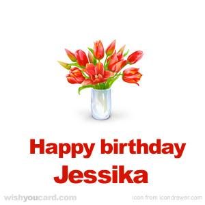 happy birthday Jessika bouquet card