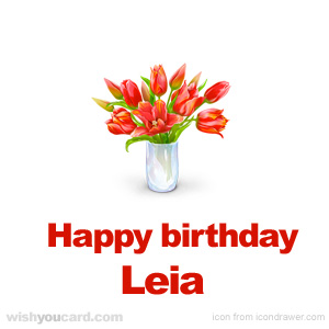 happy birthday Leia bouquet card