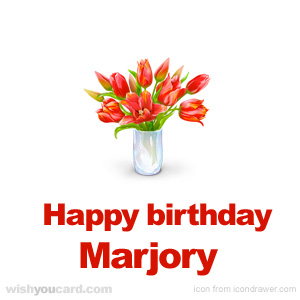happy birthday Marjory bouquet card
