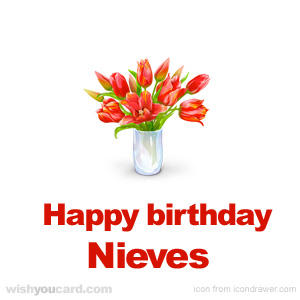 happy birthday Nieves bouquet card