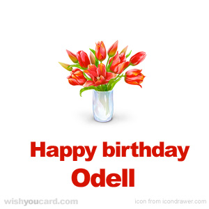 happy birthday Odell bouquet card