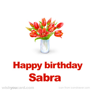 happy birthday Sabra bouquet card