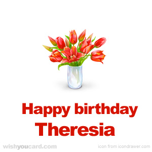 happy birthday Theresia bouquet card