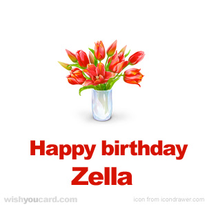 happy birthday Zella bouquet card