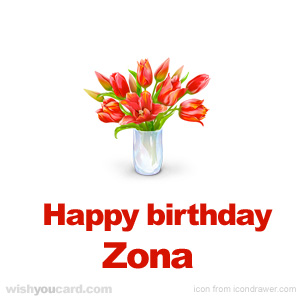 happy birthday Zona bouquet card