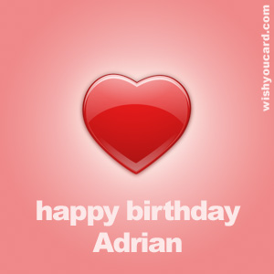 happy birthday Adrian heart card