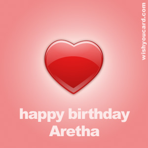 happy birthday Aretha heart card