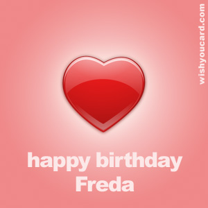 happy birthday Freda heart card