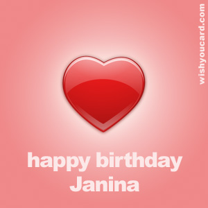 happy birthday Janina heart card