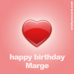 happy birthday Marge heart card