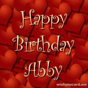 happy birthday Abby hearts card