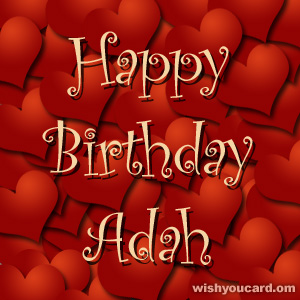 happy birthday Adah hearts card