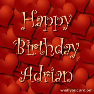 happy birthday Adrian hearts card