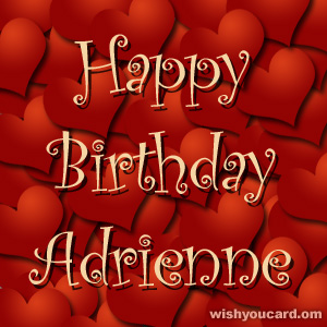 happy birthday Adrienne hearts card