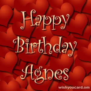 happy birthday Agnes hearts card