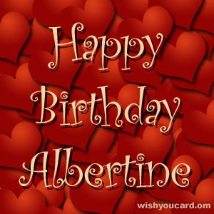 happy birthday Albertine hearts card