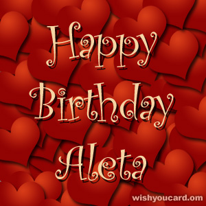 happy birthday Aleta hearts card