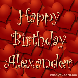 happy birthday Alexander hearts card