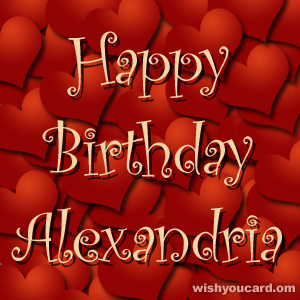 happy birthday Alexandria hearts card