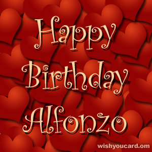 happy birthday Alfonzo hearts card