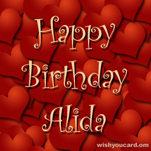 happy birthday Alida hearts card