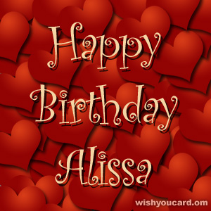happy birthday Alissa hearts card