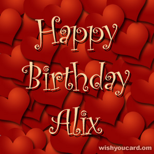 happy birthday Alix hearts card