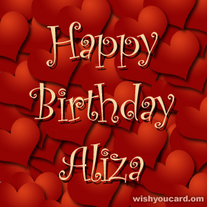 happy birthday Aliza hearts card