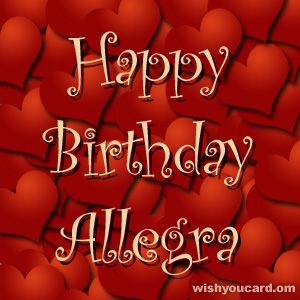 happy birthday Allegra hearts card