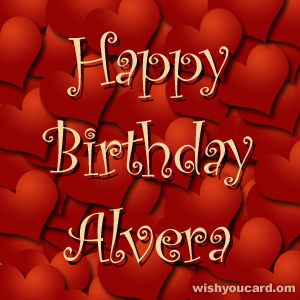 happy birthday Alvera hearts card