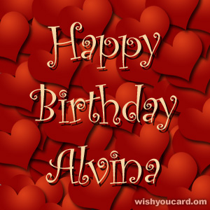 happy birthday Alvina hearts card
