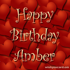 happy birthday Amber hearts card