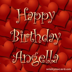 happy birthday Angella hearts card