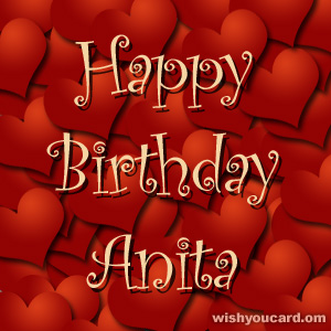 happy birthday Anita hearts card