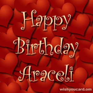 happy birthday Araceli hearts card