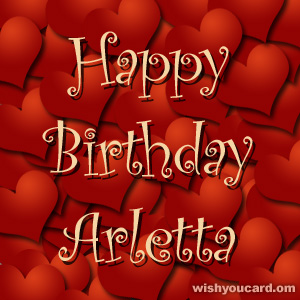 happy birthday Arletta hearts card