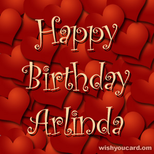 happy birthday Arlinda hearts card