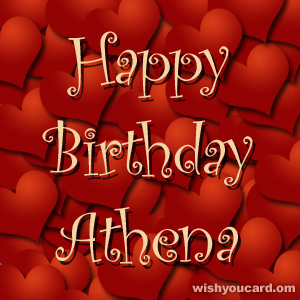 happy birthday Athena hearts card