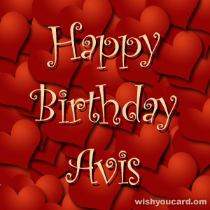 happy birthday Avis hearts card